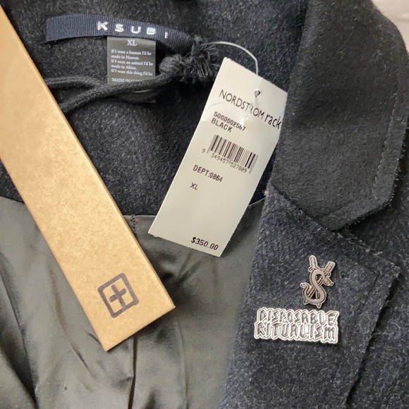 KSUBI BLACK TRENCH WOOL COAT - Picture 4 of 16